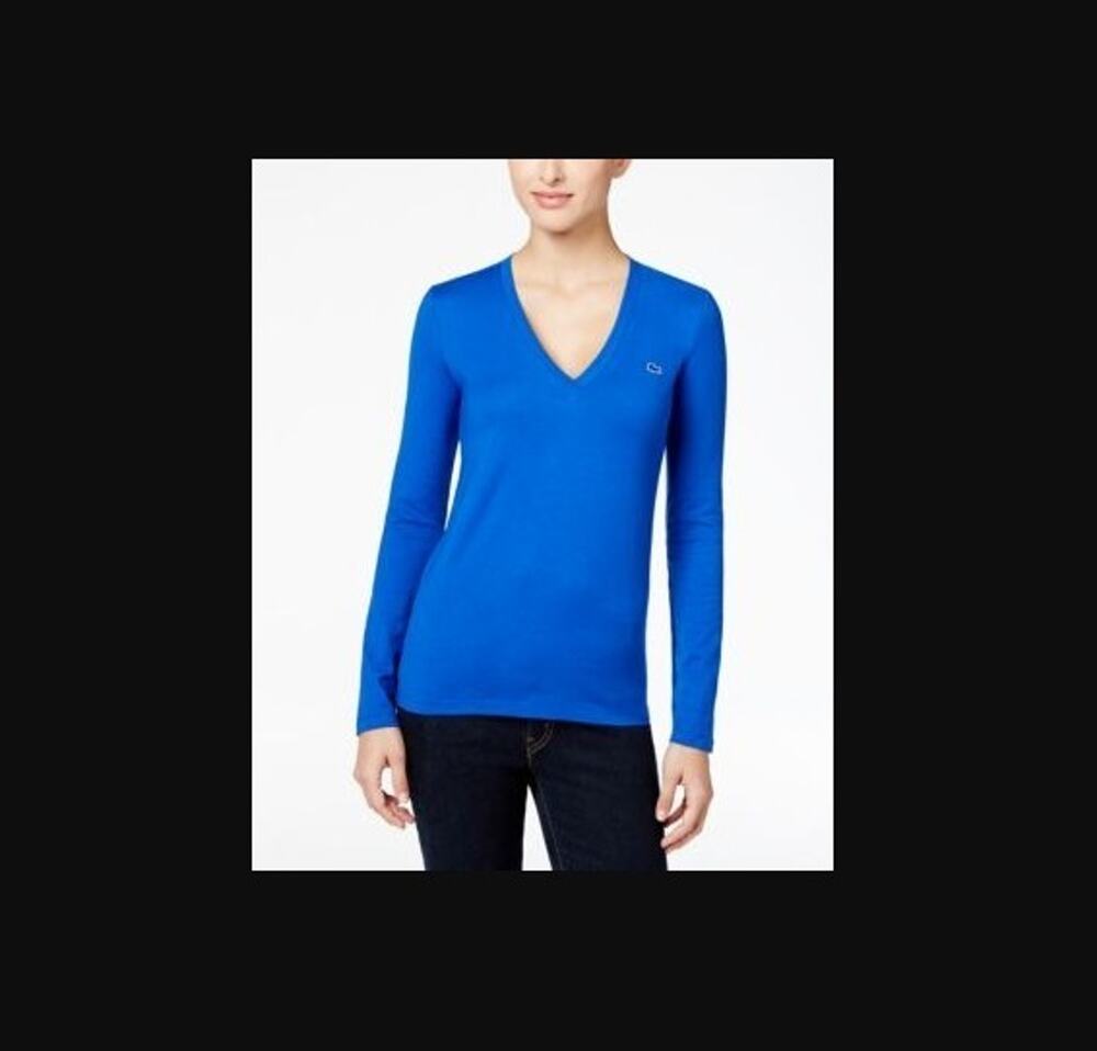Lacoste Women's Long Sleeve V-neck T-shirt :Sz 0
